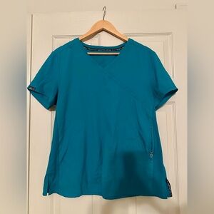 koi Philosophy Teal V-Neck Medical Scrub Top